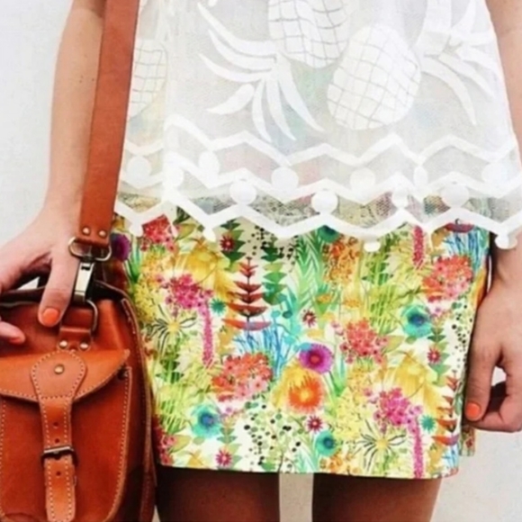 J Crew Liberty Art Fabrics Skirt Stunning Floral Colors Pockets Zip Yellow SZ 0 - Picture 1 of 13